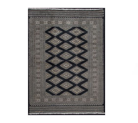a traditional black and beige jaldar rug 