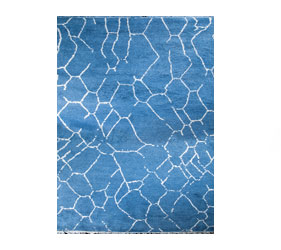 a bright blue color and white lines rug