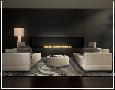 modern carpet in a modern living room area with white velvet sofas